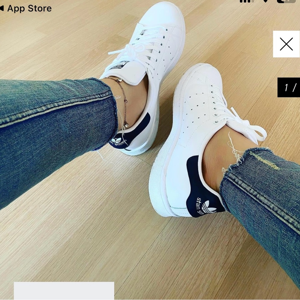 Adidas Women's White Sneakers with Black Accents